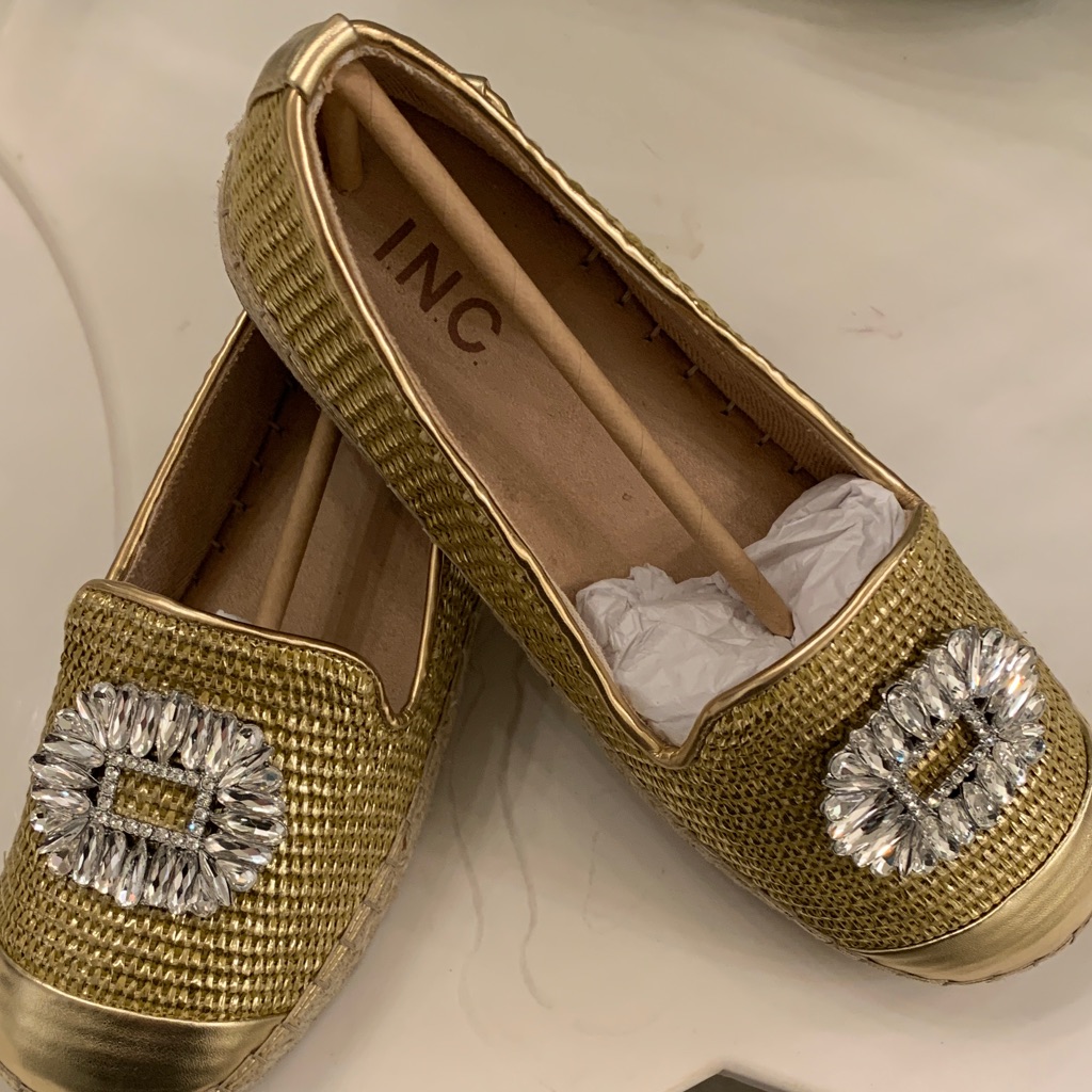Inc International Concepts Gold Espadrilles Brand New